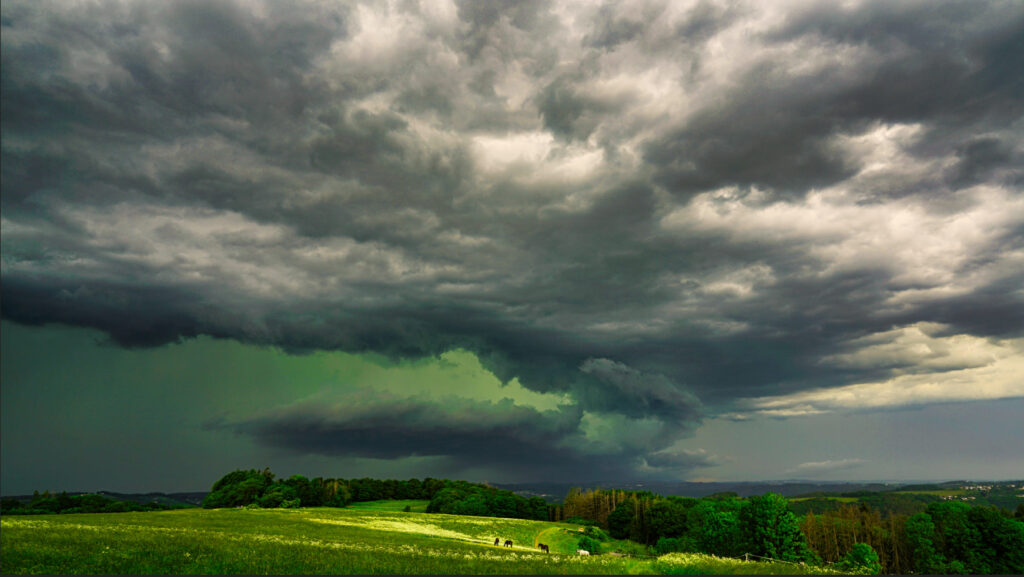 Overhead storm clouds