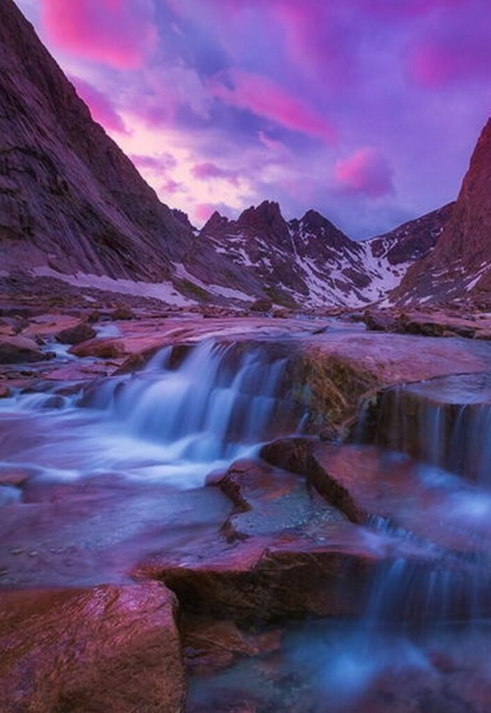 Misty morning waterfall