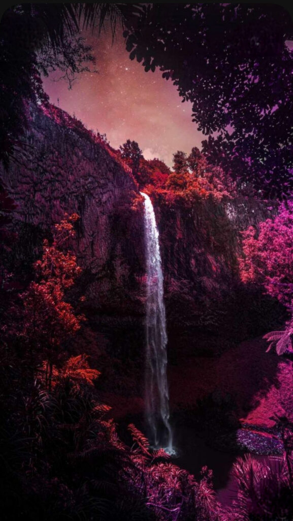Waterfall in red