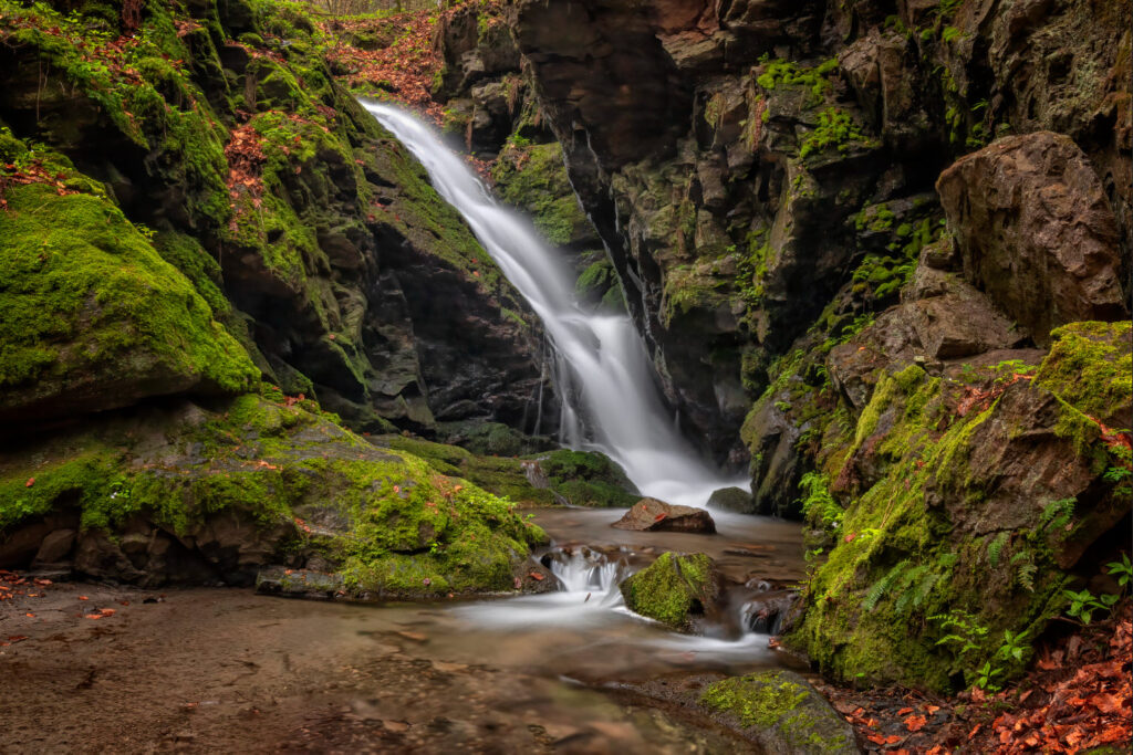 Waterfall in rock, Czechia