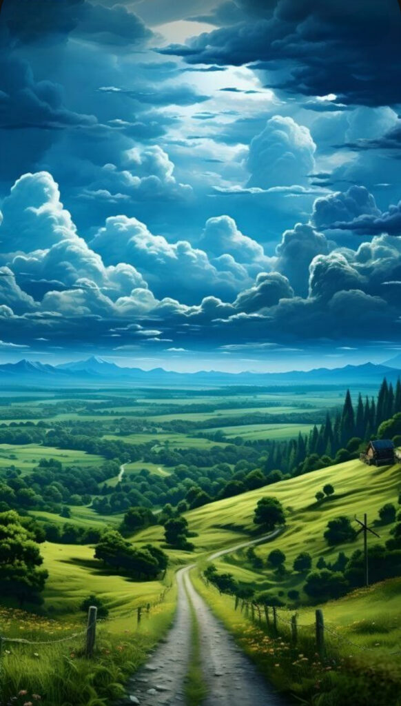 Clouds over countryside