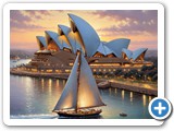 AI_Sydney Opera House painted by Thomas Kinkade